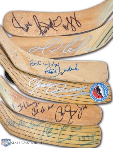 Vincent Damphousses HOFers & All-Stars Signed Game-Issued Stick Collection of 6
