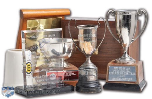 Vintage Hockey Trophies and Awards Collection of 7 with Two Presented to Jean Beliveau