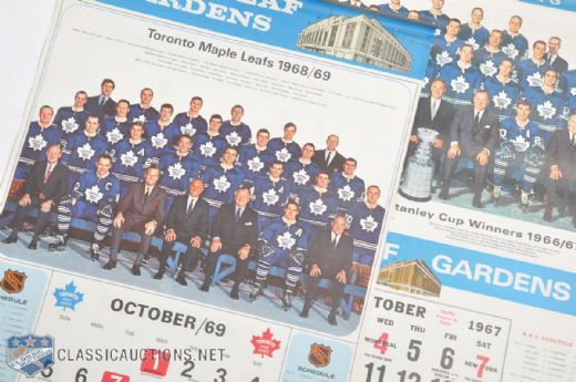 Toronto Maple Leafs 1967-68 and 1969-70 Maple Leaf Gardens Calendar Collection of 2