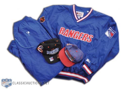 New York Rangers Assistant Coach Dick Todds 1994 Practice Uniform and Caps