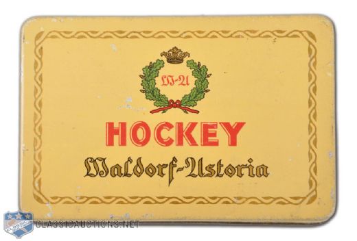 Vintage 1930s Waldorf-Astoria Cigarettes Hockey Tin