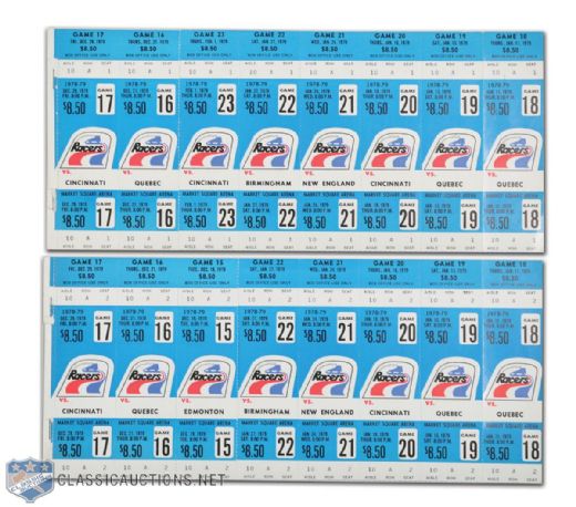 Indianapolis Racers 1978-79 WHA Unused Ticket Collection