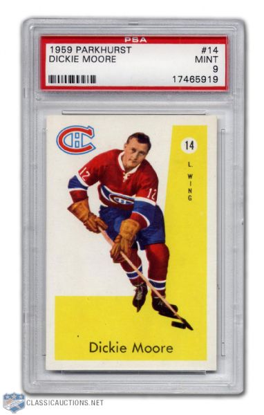 1959-60 Parkhurst #14 - Dickie Moore PSA 9