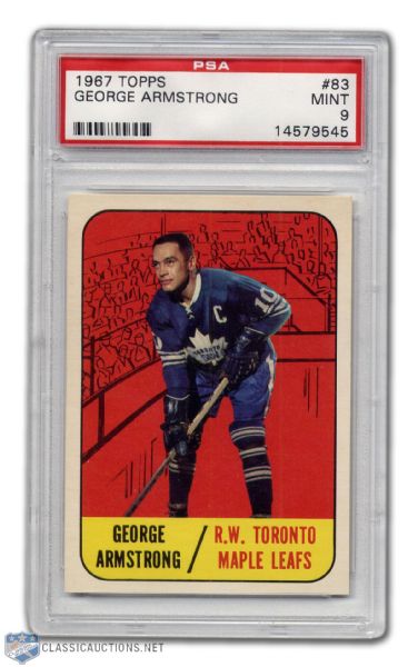 1967-68 Topps #83 - George Armstrong PSA 9