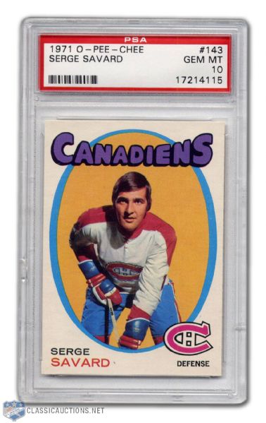 1971-72 O-Pee-Chee #143 - Serge Savard PSA 10 - Highest Graded!