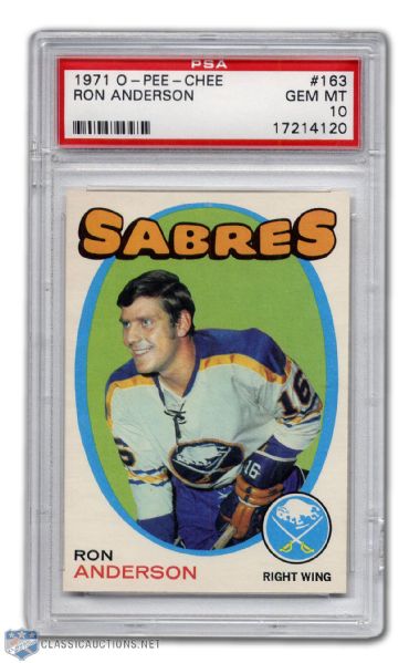1971-72 O-Pee-Chee #163 - Ron Anderson PSA 10 - Highest Graded!