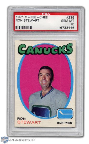 1971-72 O-Pee-Chee #236 - Ron Stewart PSA 10 - Highest Graded!