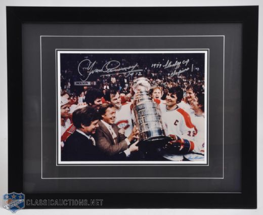 Yvan Cournoyer Signed Framed 1979 Stanley Cup Photo from Denis Brodeur