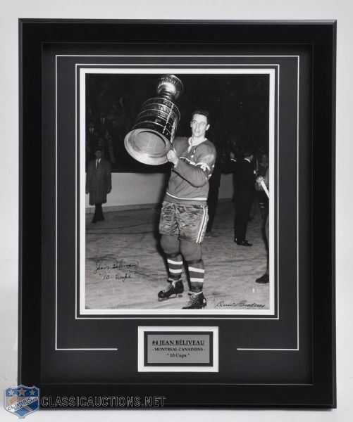 Jean Beliveau Signed Framed Stanley Cup Photo from Denis Brodeur