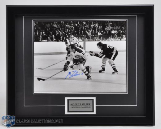 Guy Lafleur Signed Framed Action Photo from Denis Brodeur