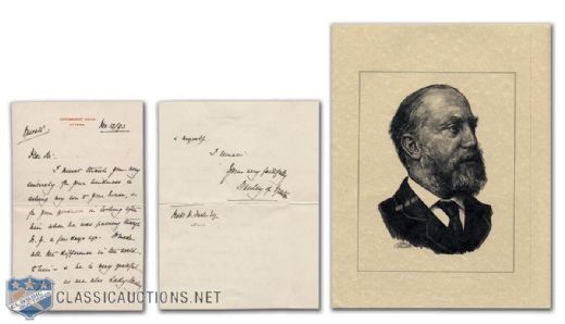 1891 Lord Stanley Handwritten Letter Signed "Stanley of Preston"