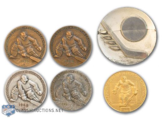 Josef Cernys 1961-1970 Czechoslovakia European Ice Hockey Championship Medals Collection of 5