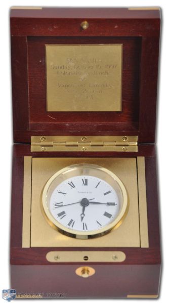 Kirk McLeans Tiffany & Co Travel Clock Presented for 500 Games Plateau by NHLPA