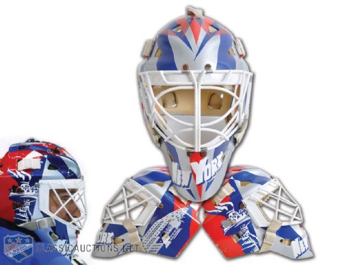 Kirk McLeans 1999-2001 New York Rangers Game-Worn Goalie Mask - Photo-Matched!
