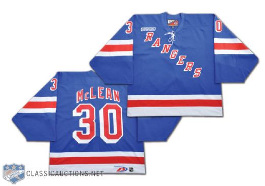 Kirk McLeans 1999-2000 New York Rangers Millennium Collection Game-Worn Jersey