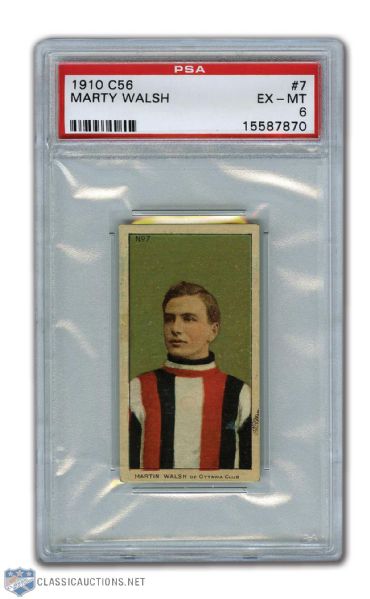 1910-11 Imperial Tobacco C56 #7 HOFer Marty Walsh RC - Graded PSA 6