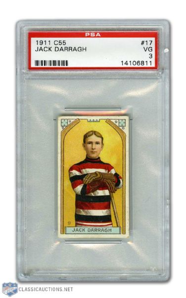 1911-12 Imperial Tobacco C55 #17 HOFer Jack Darragh RC - Graded PSA 3