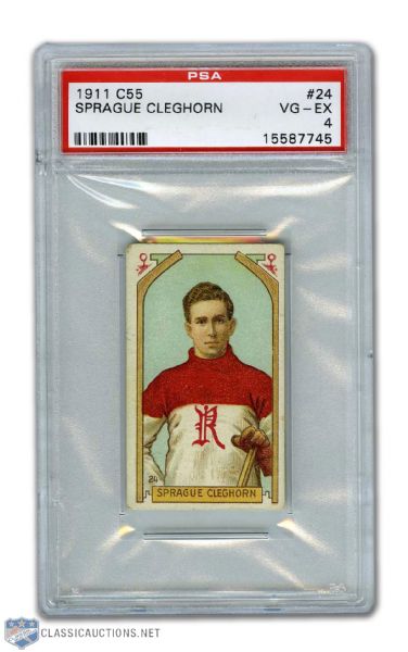 1911-12 Imperial Tobacco C55 #24 HOFer Sprague Cleghorn RC - Graded PSA 4