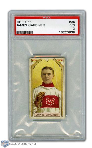 1911-12 Imperial Tobacco C55 #36 HOFer James Gardner RC - Graded PSA 3