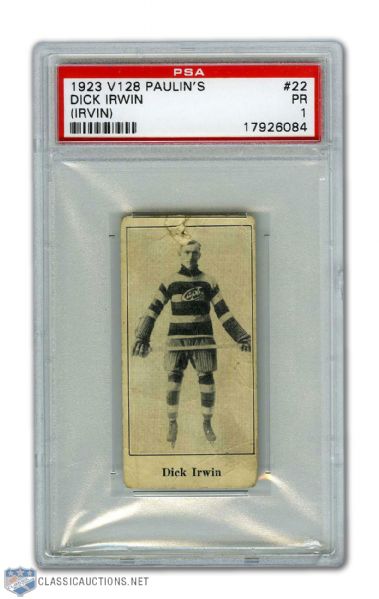 1924-26 Paulins Candy V128 #22 HOFer Dick Irvin - Graded PSA 1
