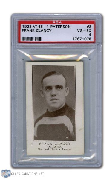 1923-24 William Paterson V145-1 #3 HOFer King Clancy RC - Graded PSA 4