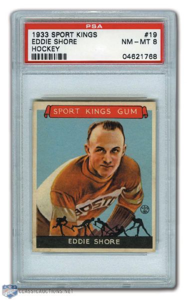 1933-34 Goudey Sport Kings #19 HOFer Eddie Shore - Graded PSA 8