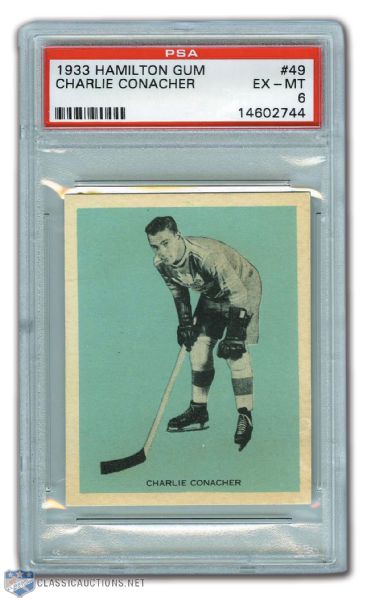 1933-34 Hamilton Gum #49 HOFer Charlie Conacher RC - Graded PSA 6