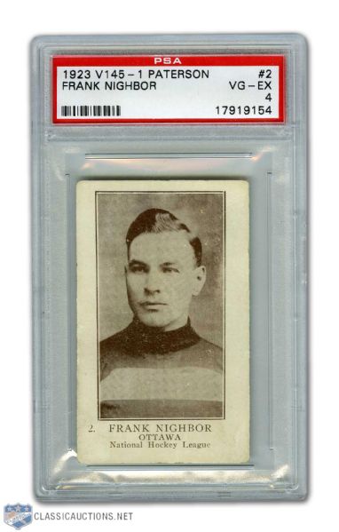 1923-24 William Paterson V145-1 #2 HOFer Frank Nighbor RC - Graded PSA 4