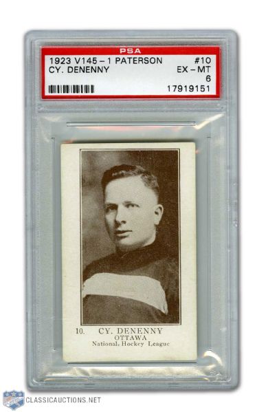 1923-24 William Paterson V145-1 #10 HOFer Cy Denneny RC - Graded PSA 6