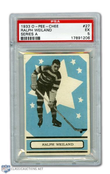 1933-34 O-Pee-Chee Series A #27 HOFer Cooney Weiland RC - Graded PSA 5
