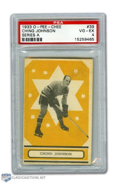 1933-34 O-Pee-Chee Series A #39 HOFer Ching Johnson RC - Graded PSA 4