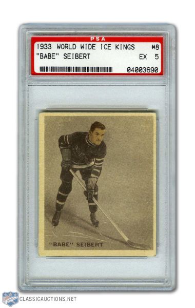 1933-34 World Wide Gum Ice Kings V357 #8 HOFer Babe Siebert RC - Graded PSA 5