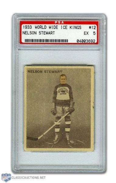 1933-34 World Wide Gum Ice Kings V357 #12 HOFer Nelson Stewart RC - Graded PSA 5
