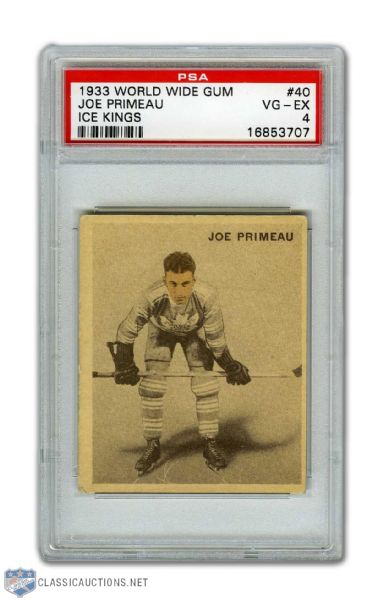 1933-34 World Wide Gum Ice Kings V357 #40 HOFer Joe Primeau RC - Graded PSA 4