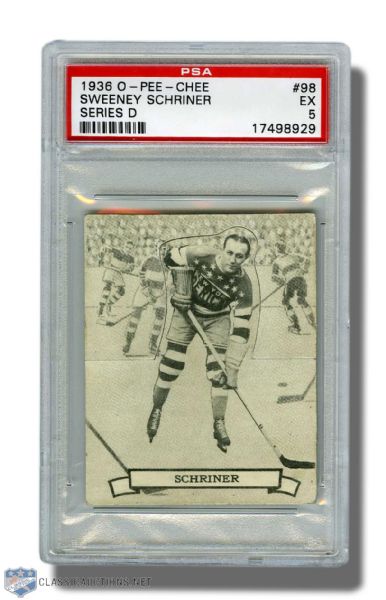 1936-37 O-Pee-Chee Series D #98 HOFer Sweeney Schriner RC - Graded PSA 5