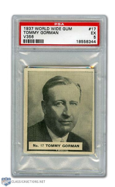 1937-38 World Wide Gum V356 #17 HOFer Tommy Gorman RC - Graded PSA 5
