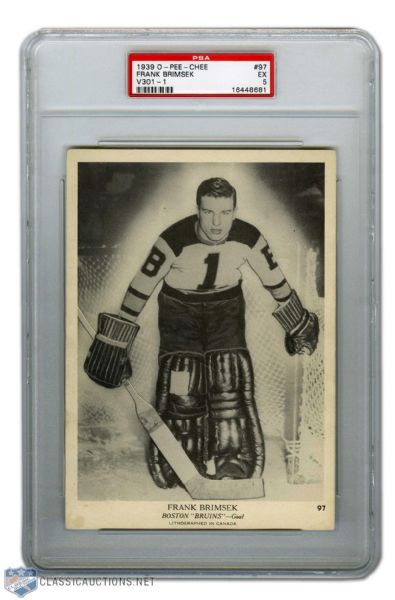 1939-40 O-Pee-Chee V301-1 #97 HOFer Frank Brimsek RC - Graded PSA 5