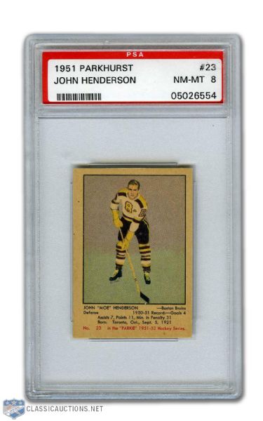 1951-52 Parkhurst #23 John Henderson RC - Graded PSA 8