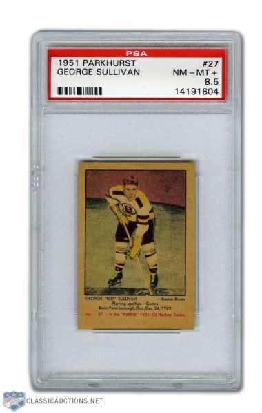 1951-52 Parkhurst #27 George Sullivan RC - Graded PSA 8.5