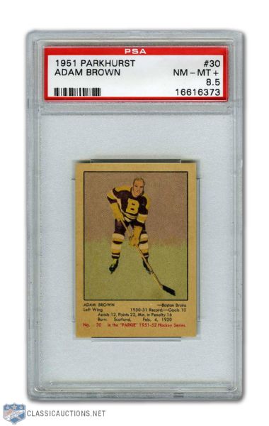 1951-52 Parkhurst #30 Adam Brown RC - Graded PSA 8.5