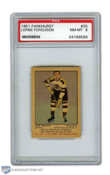 1951-52 Parkhurst #35 Lorne Ferguson RC - Graded PSA 8