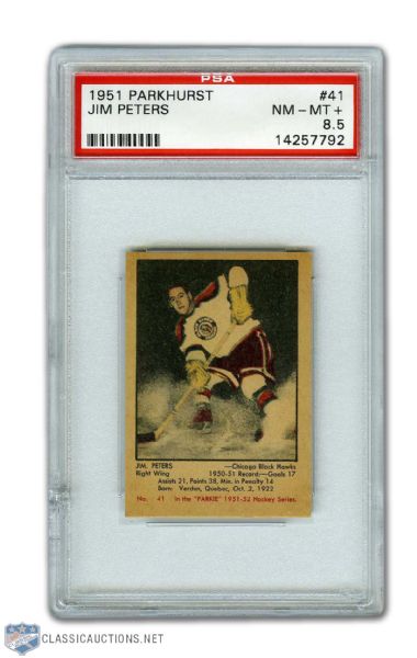 1951-52 Parkhurst #41 Jim Peters RC - Graded PSA 8.5