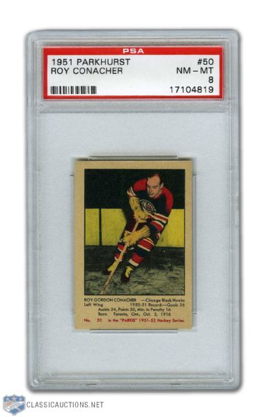 1951-52 Parkhurst #50 HOFer Roy Conacher - Graded PSA 8