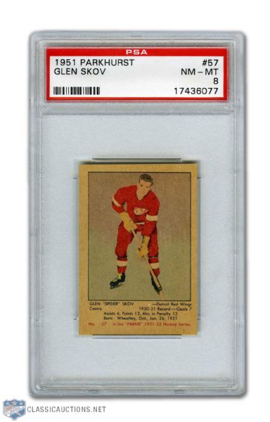 1951-52 Parkhurst #57 Glen Skov RC - Graded PSA 8 -None Higher!