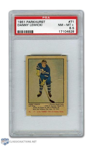 1951-52 Parkhurst #71 Danny Lewicki RC - Graded PSA 8.5