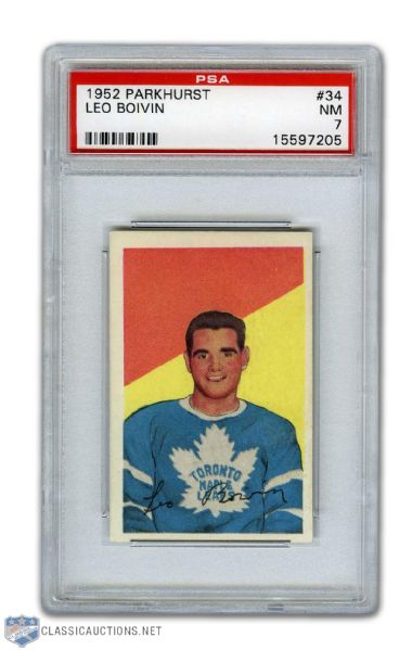 1952-53 Parkhurst #34 HOFer Leo Boivin RC - Graded PSA 7