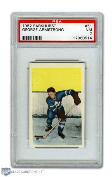 1952-53 Parkhurst #51 HOFer George Armstrong RC - Graded PSA 7
