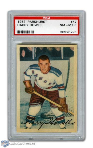1953-54 Parkhurst #57 HOFer Harry Howell RC - Graded PSA 8