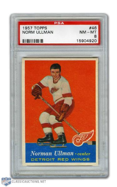1957-58 Topps #46 HOFer Norm Ullman RC - Graded PSA 8