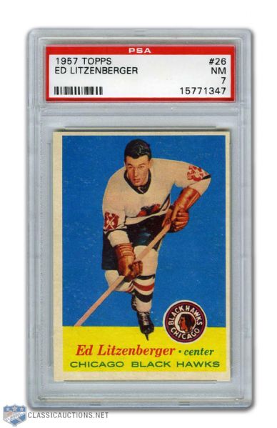1957-58 Topps #26 Ed Litzenberger RC - Graded PSA 7